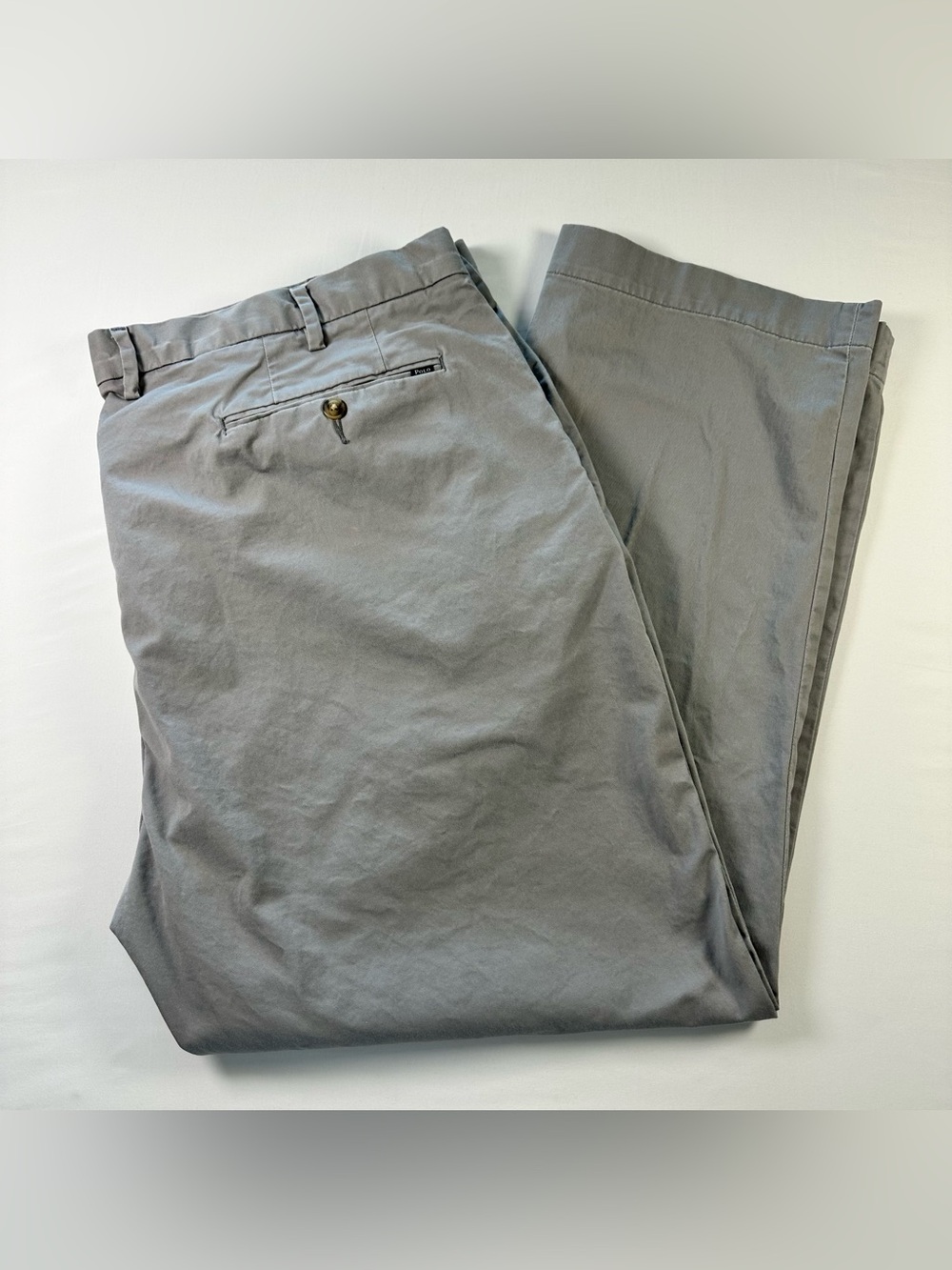 Polo Ralph Lauren Chino Pants Mens 46x30 Gray Flat Front Casual Trousers